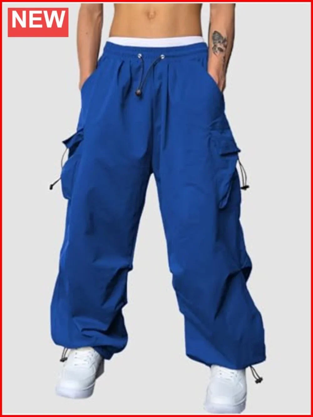 Baggy Cargo Pants with Drawstring Waist and Bottoms Y2K Vintage Style Unisex
